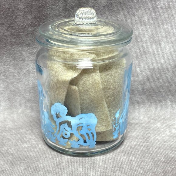 Vintage Glasco Nursery Jar Round The Clock With Baby Cotton Ball Q-tip Holder - Picture 8 of 13